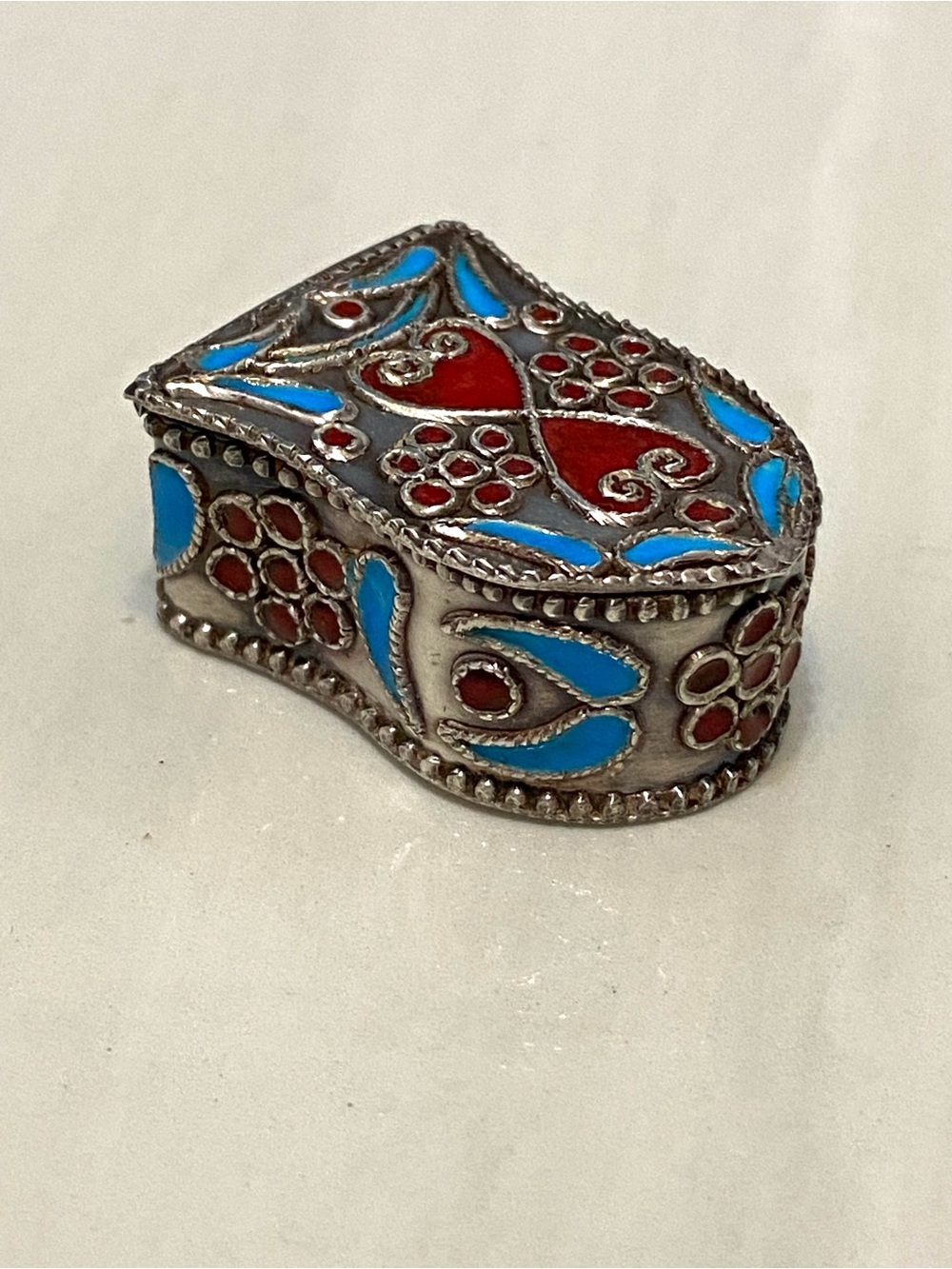 Vintage Sterling Silver Enamel Small Box 925